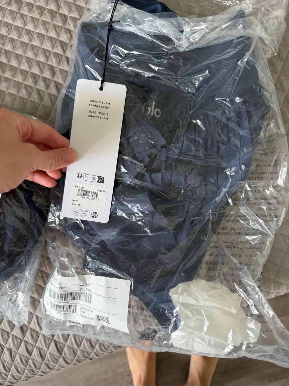 NWT Alo Yoga Tennis Set: Grand Slam Skirt + Real Bra Tank Navy Blue Size XS